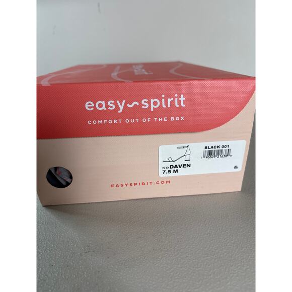 Easy Spirit Ankle Strap Block Heel Sandals Sz 7.5 Black Leather Dressy Career - Picture 7 of 7